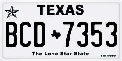 TX license plate BCD7353