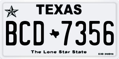 TX license plate BCD7356