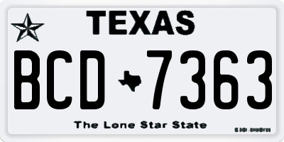 TX license plate BCD7363