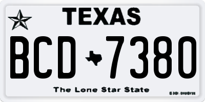 TX license plate BCD7380