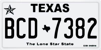 TX license plate BCD7382