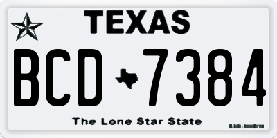 TX license plate BCD7384
