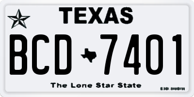 TX license plate BCD7401