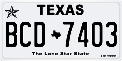 TX license plate BCD7403