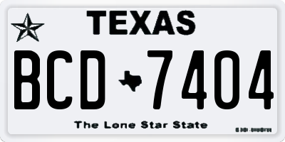 TX license plate BCD7404