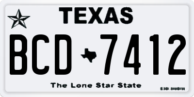 TX license plate BCD7412