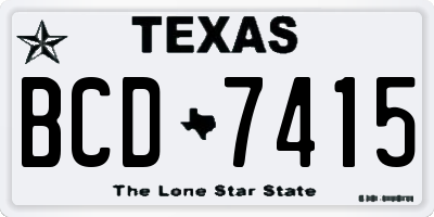TX license plate BCD7415