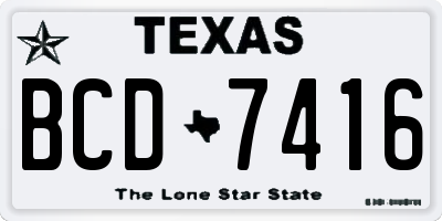 TX license plate BCD7416