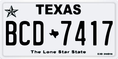 TX license plate BCD7417