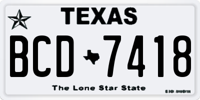 TX license plate BCD7418