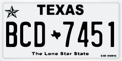 TX license plate BCD7451