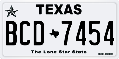 TX license plate BCD7454