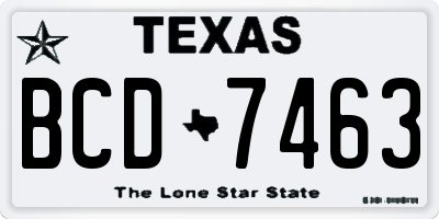 TX license plate BCD7463
