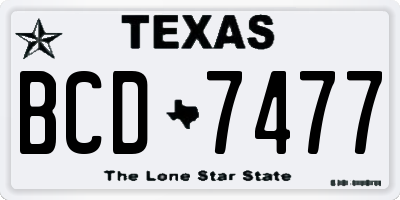 TX license plate BCD7477
