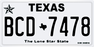 TX license plate BCD7478