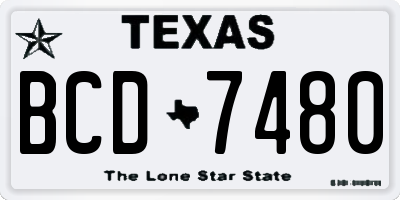TX license plate BCD7480