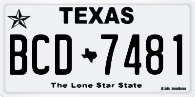 TX license plate BCD7481