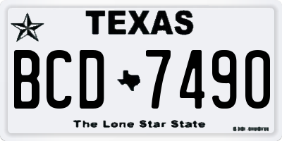 TX license plate BCD7490