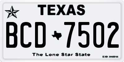 TX license plate BCD7502