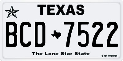 TX license plate BCD7522