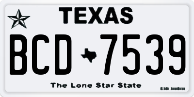 TX license plate BCD7539