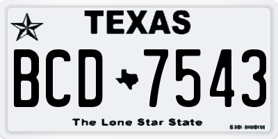 TX license plate BCD7543
