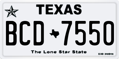 TX license plate BCD7550
