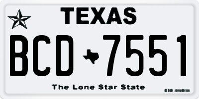 TX license plate BCD7551