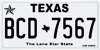 TX license plate BCD7567