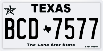 TX license plate BCD7577