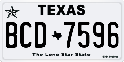 TX license plate BCD7596