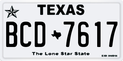TX license plate BCD7617