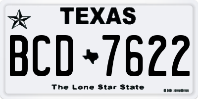 TX license plate BCD7622