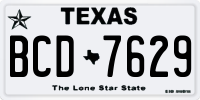 TX license plate BCD7629