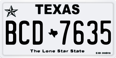 TX license plate BCD7635