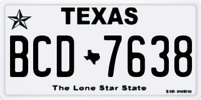 TX license plate BCD7638