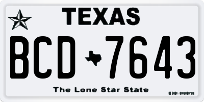TX license plate BCD7643