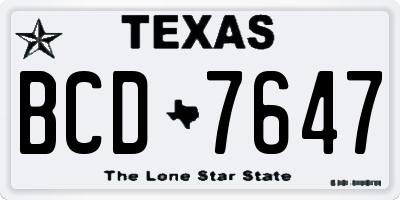 TX license plate BCD7647