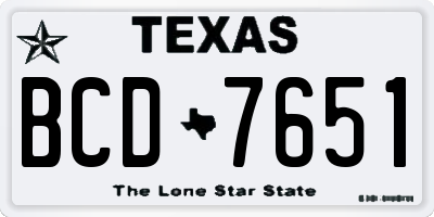 TX license plate BCD7651