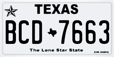 TX license plate BCD7663