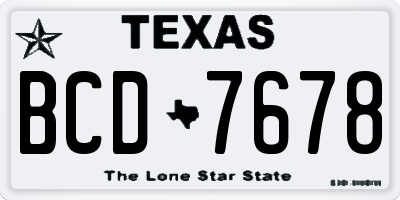 TX license plate BCD7678