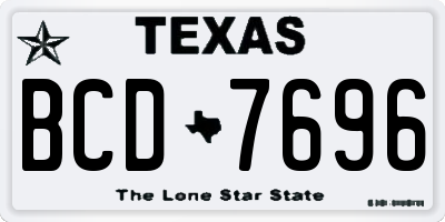 TX license plate BCD7696