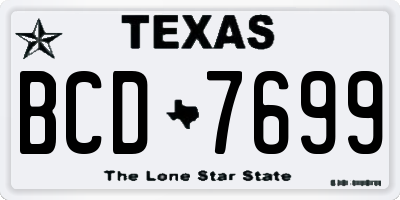 TX license plate BCD7699