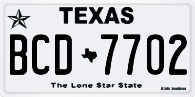 TX license plate BCD7702