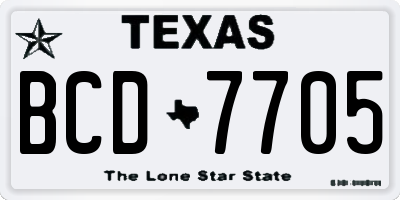 TX license plate BCD7705