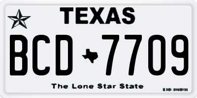 TX license plate BCD7709