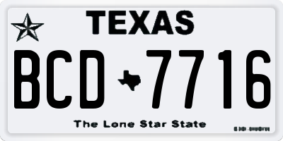 TX license plate BCD7716