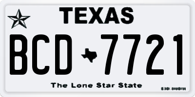 TX license plate BCD7721