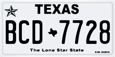 TX license plate BCD7728