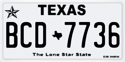 TX license plate BCD7736